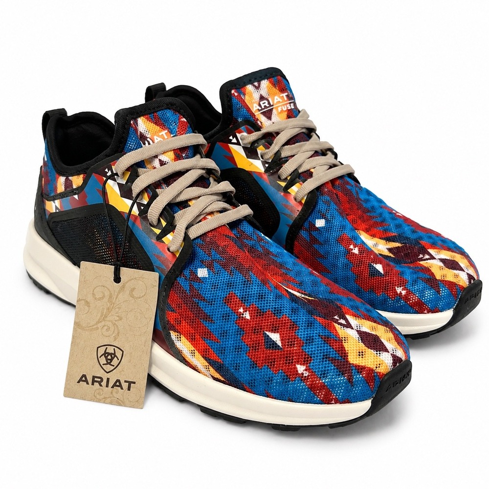 Ariat Fuse Women's Blue Aztec Southwestern Mesh‎ Sneakers NEW Size 7.5 B